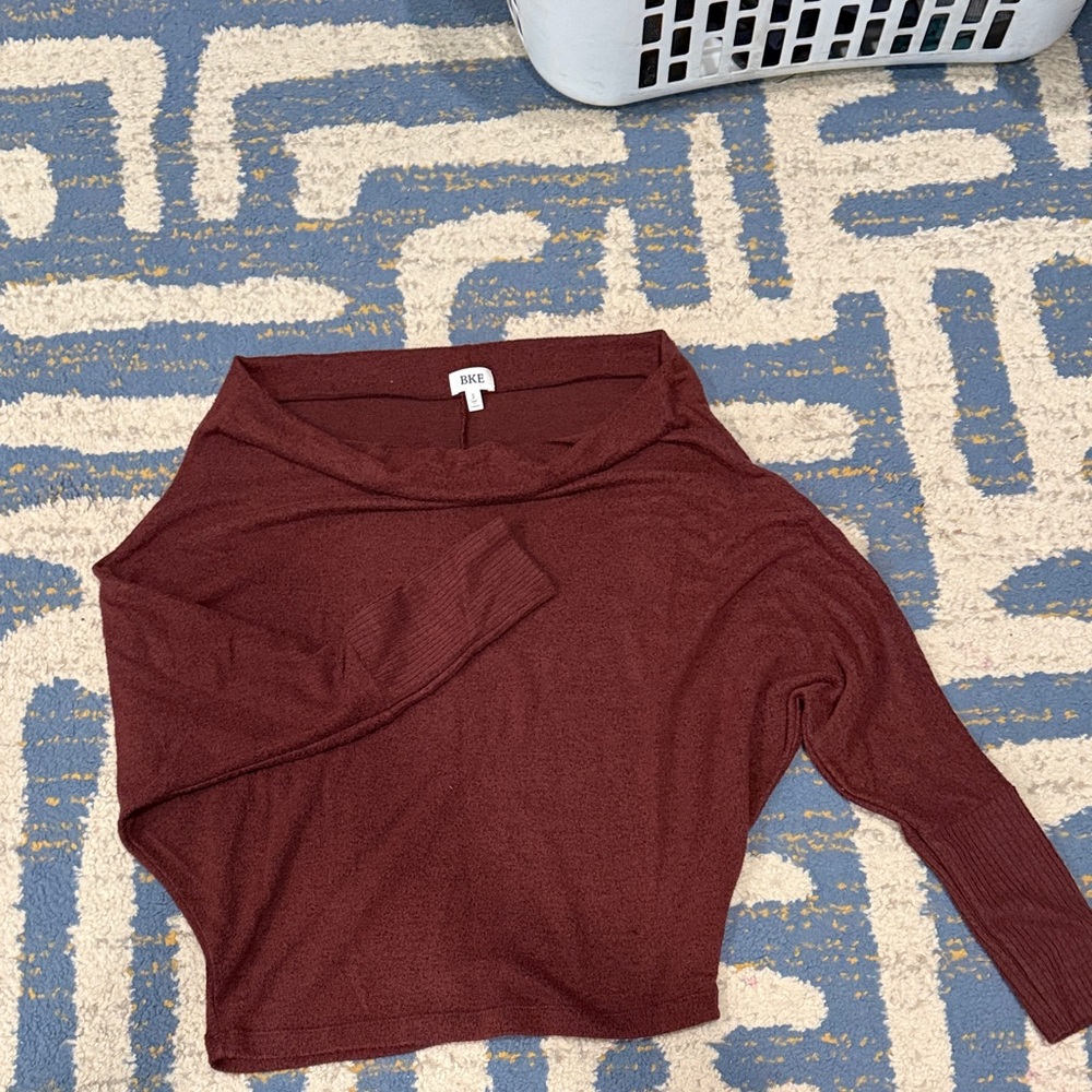 BKE Burgundy Long Sleeve Blouse